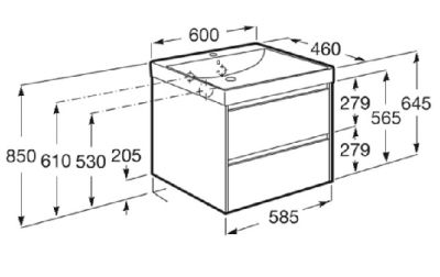 ROCA ONA 60 Мебел Unik с две чекмеджета и умивалник Зелен Мат A851688513