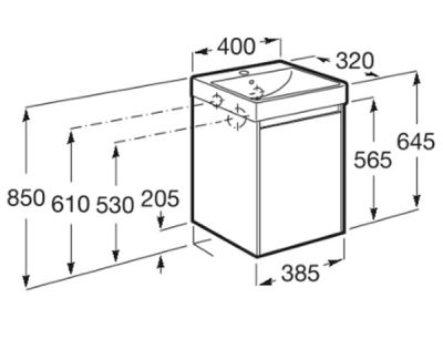 ROCA ONA COMPACT 40 Мебел Unik с една врата и умивалник Sand Grey 