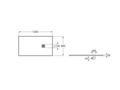 TERRAN-N Свръхплоско Душ-корито от композитен материал STONEX® 120x80 без сифон - Onyx 