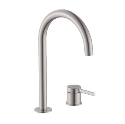 ROCA ONA Смесител за умивалник със странична ръкохватка и клик-клак клапа Stainless Steel Finish