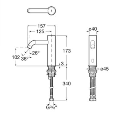 ROCA ONA Електронен смесител за умивалник със захранване с 4 алкални батерии 1,5 V хром 