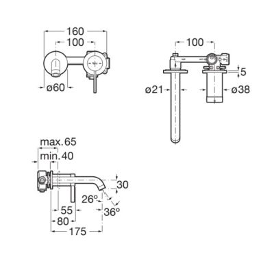 ONA Box Вградено тяло за стенен смесител за умивалник Brushed Brass  