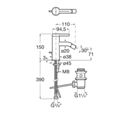 ROCA ONA Смесител за биде с автоматичен изпразнител Черен Мат