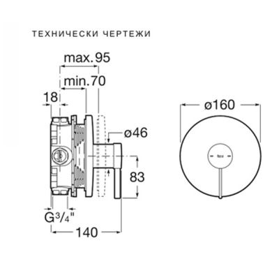 ROCA ONA Вграден смесител за душ Brushed Brass 
