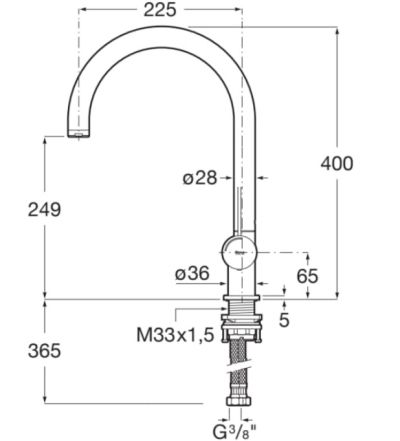 ROCA ONA Смесител за кухненска мивка с извит въртящ се чучур Stainless Steel Finish A5A841FSM0