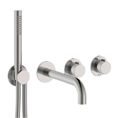 ROCA T-MULTI Вграден термостатичен смесител за душ с два изхода Stainless Steel Finish