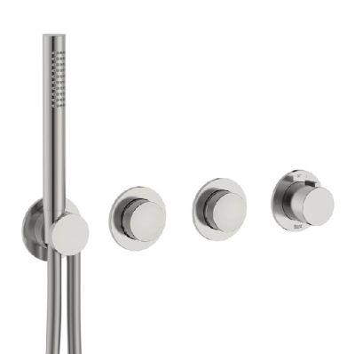 ROCA T-MULTI Вграден термостатичен смесител за душ с два изхода Stainless Steel Finish