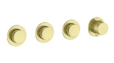 ROCA T-MULTI Вграден термостатичен смесител за душ с три изхода Brushed Brass
