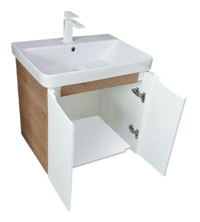 LUXURY 60cm PVC Шкаф с мивка две врати с механизми за плавно прибиране