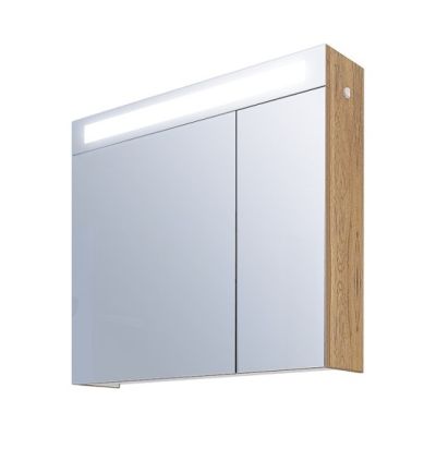 PVC Ема 65см Горен шкаф за баня Ема с LED осветление дървесен