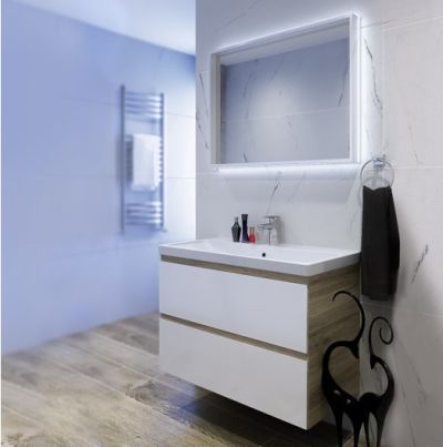 PVC Бостън 90см Огледало за баня с LED осветление