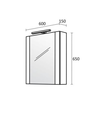 PVC Хюстън 2 шкаф с една врата и огледало с LED осветление 60 см