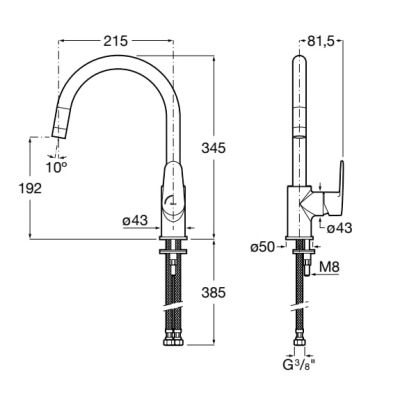 ROCA VICTORIA PLUS Смесител за кухня със странична ръкохватка хром 
