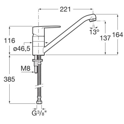 ROCA VICTORIA PLUS Смесител за кухня хром със странична ръкохватка 