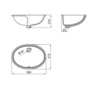 FONDA 58 /41.5 Умивалник за вграждане под плот