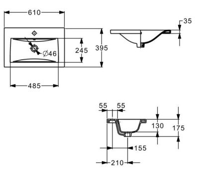 HEBE COMPACT Умивалник за мебел 615 x 395 mm