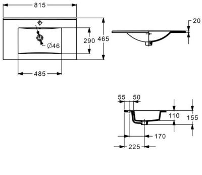 HEBE Умивалник за мебел 815 x 465 mm