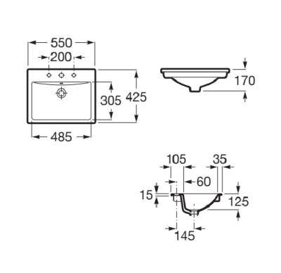 DIVERTA 55 / 42,5 Умивалник за вграждане в плот