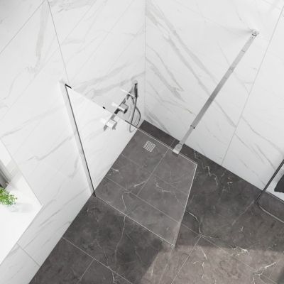 Стационарен душ параван CRISTINA 40×200 см – стъклен walk-in параван за баня с профил хром