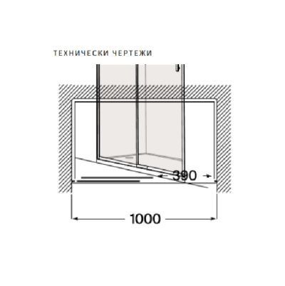 Roca Victoria Plus L2-E Параван за душ 100см Черен Мат