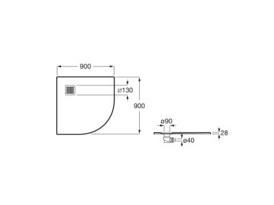 TERRAN-N Onyx Свръхплоско Заоблено Душ-корито от композитен материал STONEX® 90x90