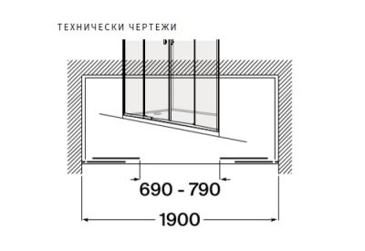 Roca Victoria Plus L4-E Параван за душ с 2 плъзгащи се врати + 2 фиксирани панела 190см Хром 