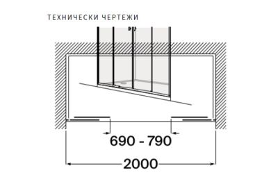 Roca Victoria Plus L4-E Параван за душ с 2 плъзгащи се врати + 2 фиксирани панела 200см Черен Мат