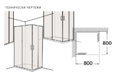 Roca Victoria Plus L2 - с 1 плъзгаща врата + 1 фиксиран панел 80см Хром   