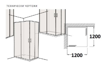Roca Victoria Plus L2 - с 1 плъзгаща врата + 1 фиксиран панел 120см Хром