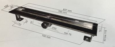 Inox Style RECTANGLES  Линеен сифон 685mm Правоъгълници с фланци