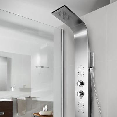 ESSENTIAL Термостатична душ-колона с хидромасажни дюзи от неръждаема стомана